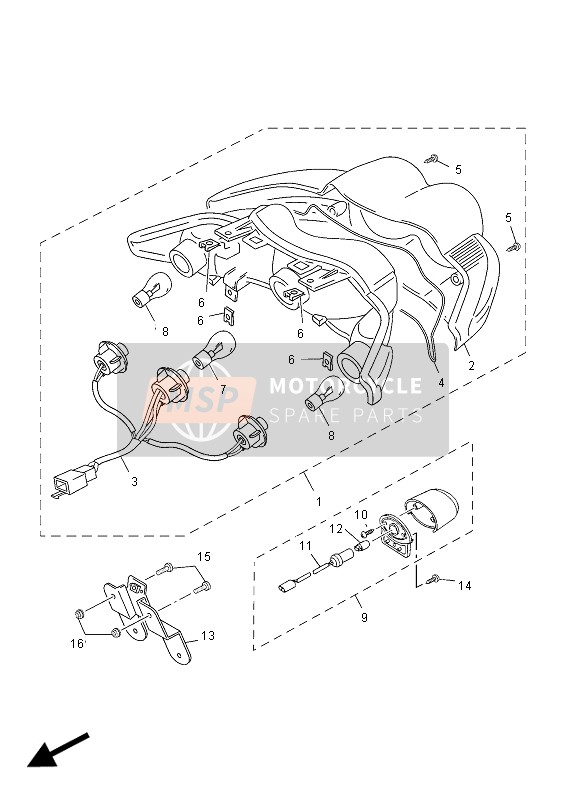 Yamaha YN50F 2012 RÜCKLICHT für ein 2012 Yamaha YN50F